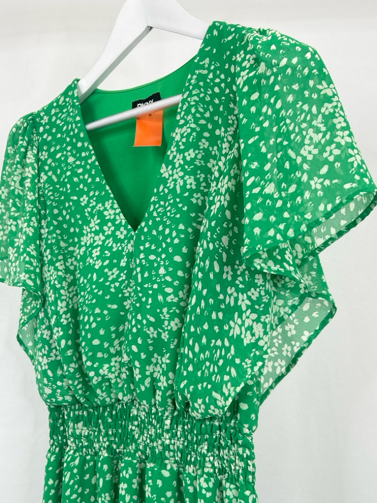 DKNY Size 12 GREEN AND WHITE Women's Dress
