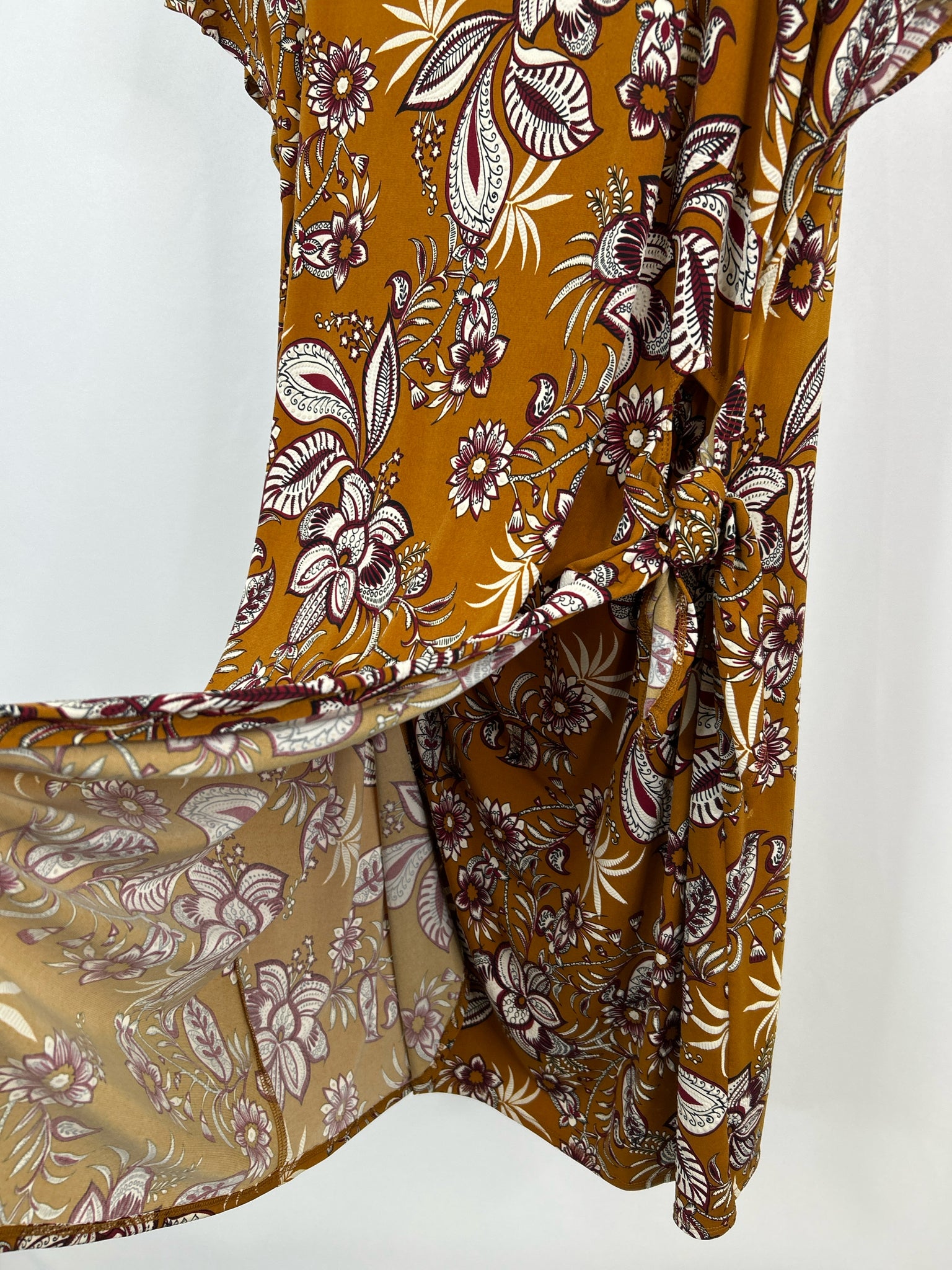 SIGNATURE BY ROBBIE BEE Size 1X mustard print Women Dress