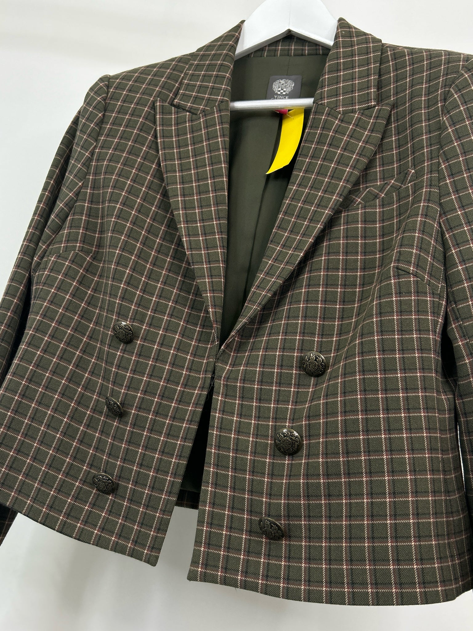 VINCE CAMUTO Size 12 Green Plaid Women Blazer