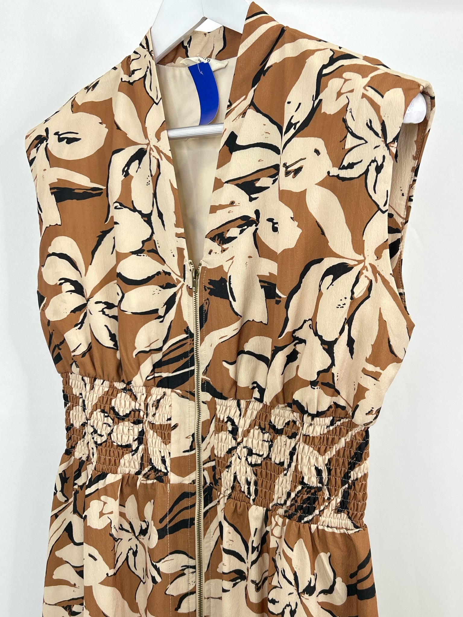 ENTRO Size L TAN PRINT Women Dress