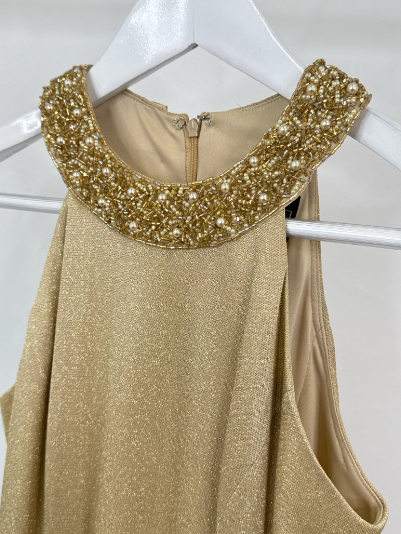 ALEX EVENINGS Size 6 Gold Dress