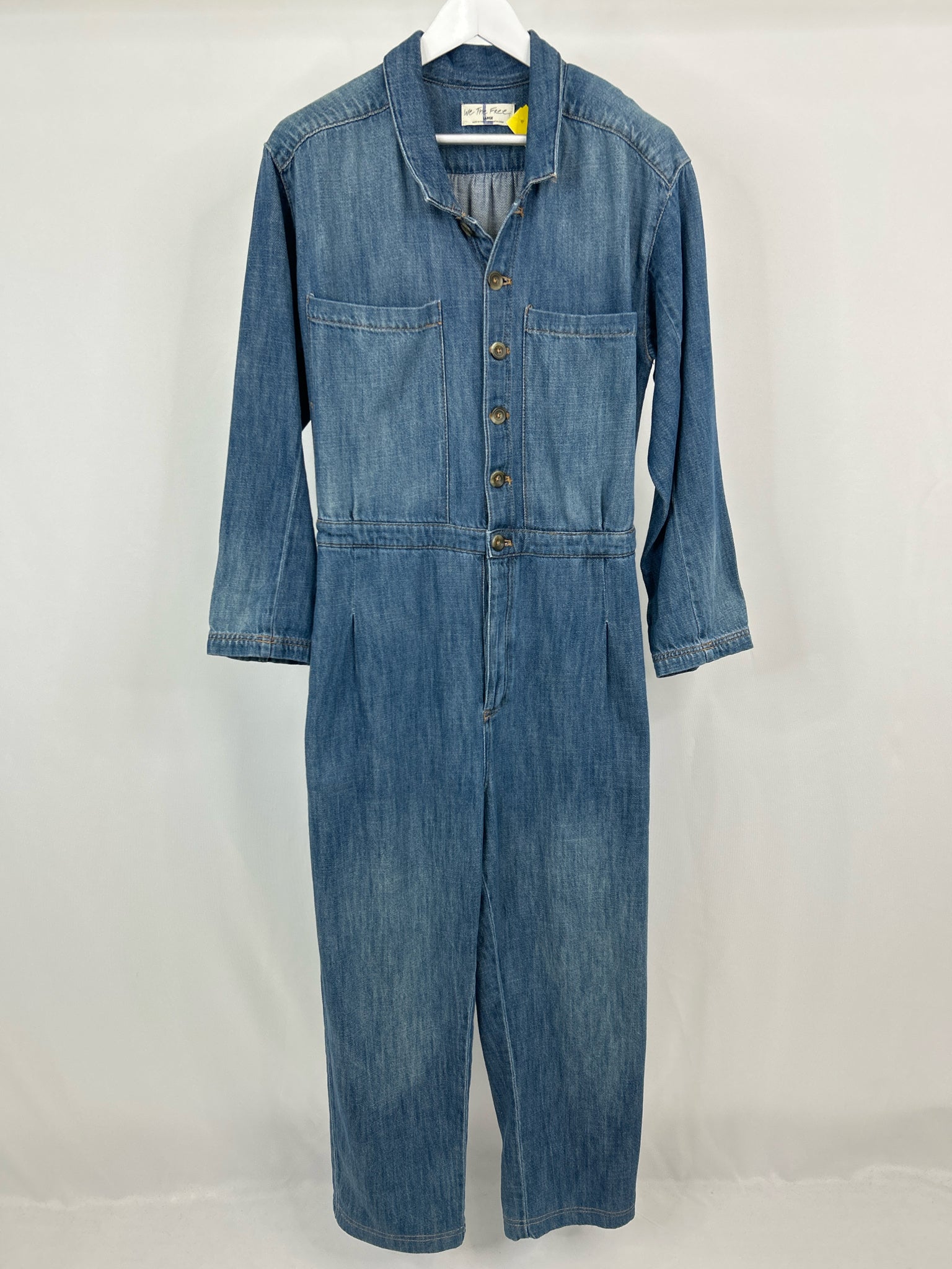 WE THE FREE Size L BLUE DENIM Women Jumpsuit