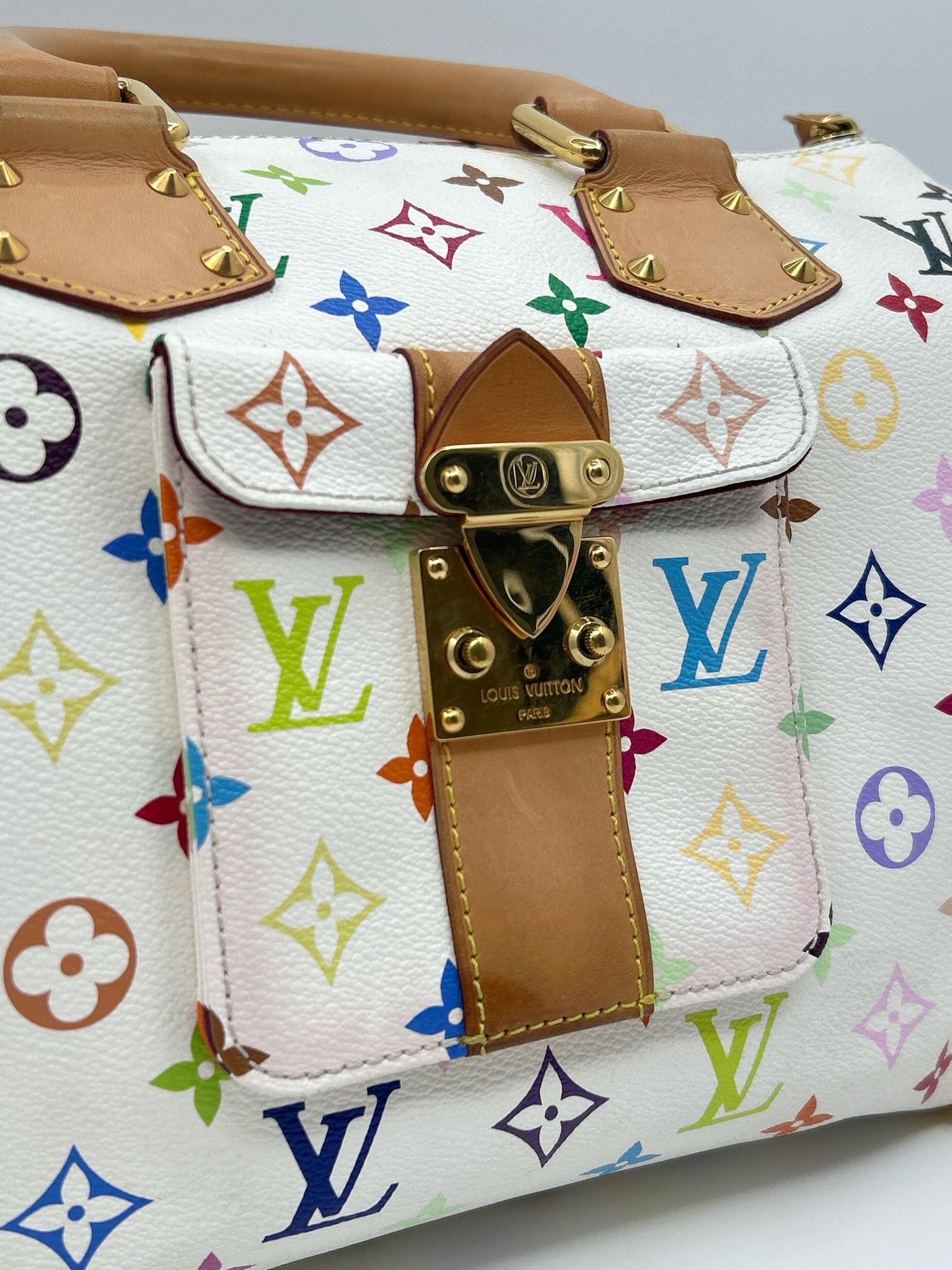 LOUIS VUITTON White Monogram Speedy Women Purse