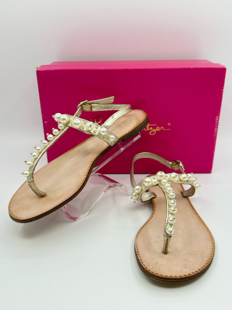 LILLY PULITZER Size 7M gold metallic Women's Sandal