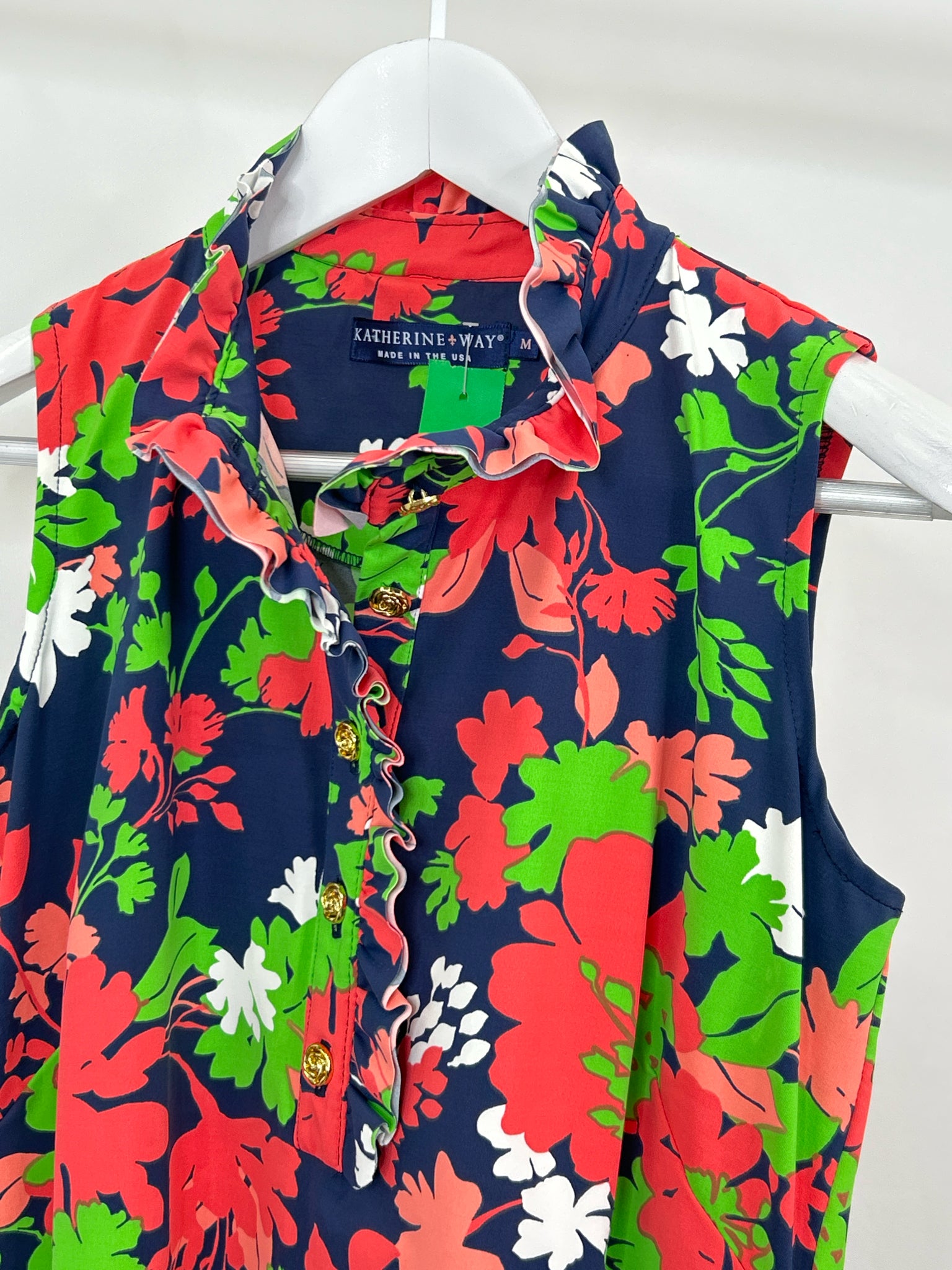 KATHERINE WAY Size M NAVY AND GREEN Women Dress