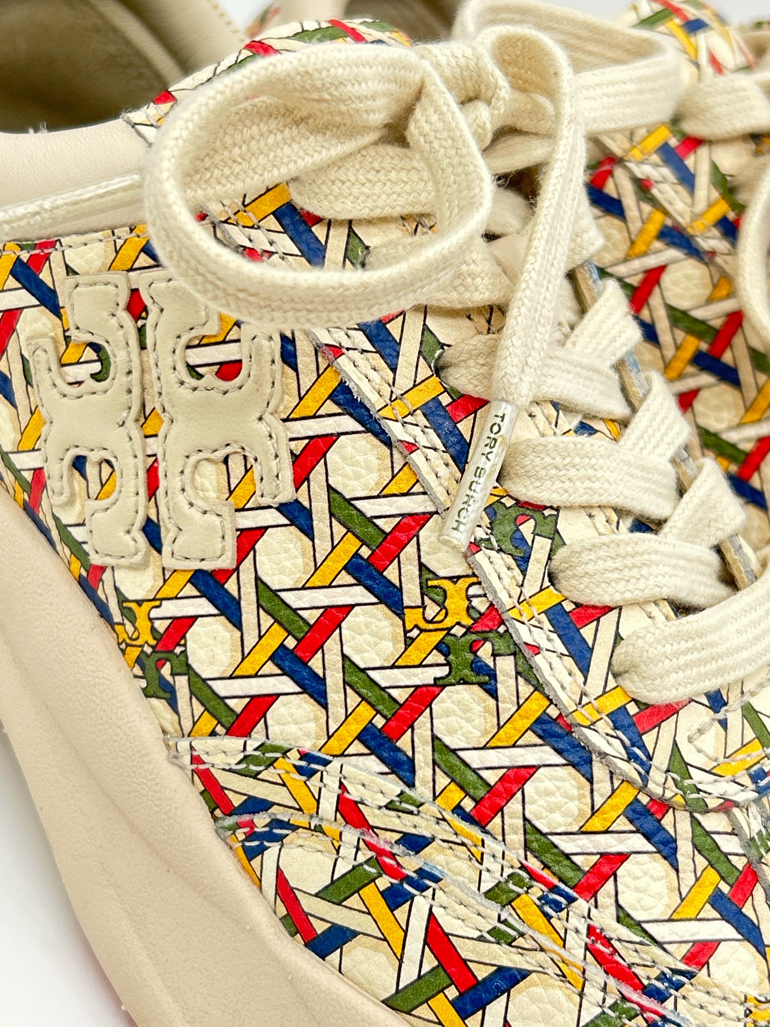 TORY BURCH Size 7M Cream Print Women Sneakers