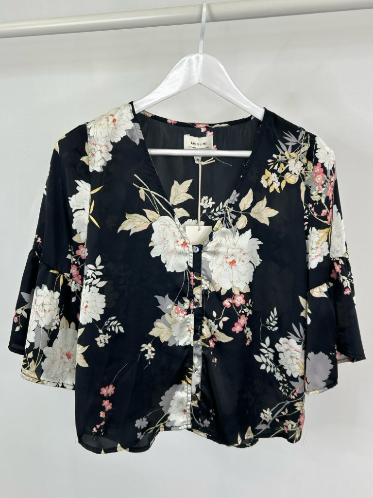 Mcguire Size M Black Floral Women's Top