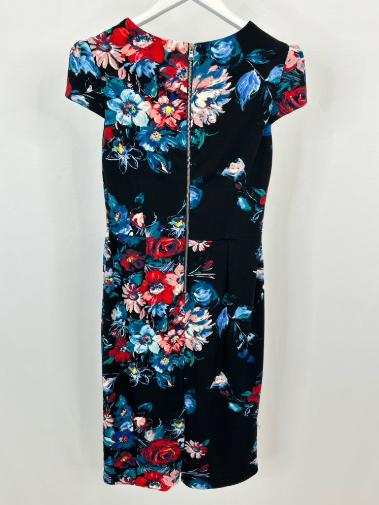 BETSEY JOHNSON Size 6 Black Floral Women's Dress