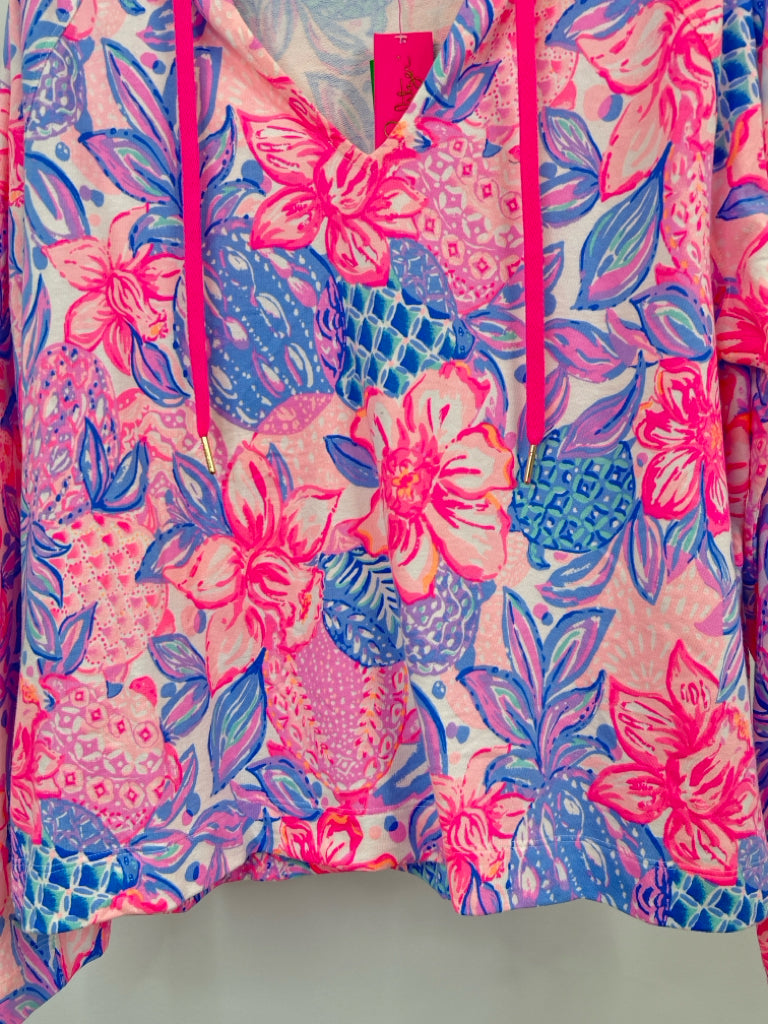 LILLY PULITZER Size XXL Pink Print Hoodie Pullover NWT