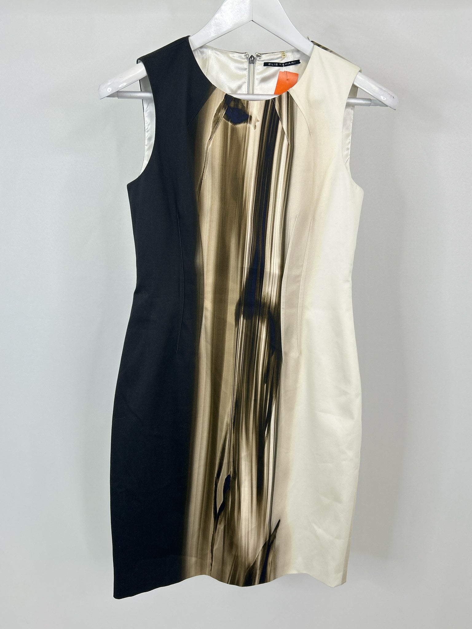 ELIE TAHARI Size 2 BEIGE AND BLACK Women Dress