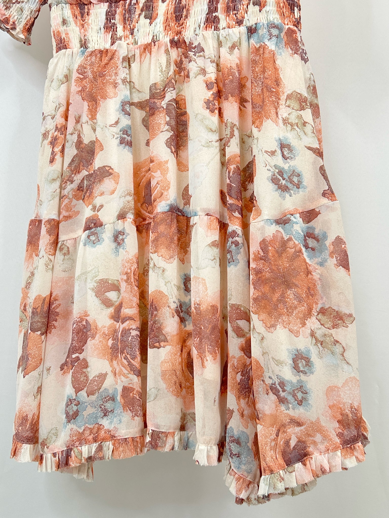 MYSTREE Size L ORANGE FLORAL Women Dress
