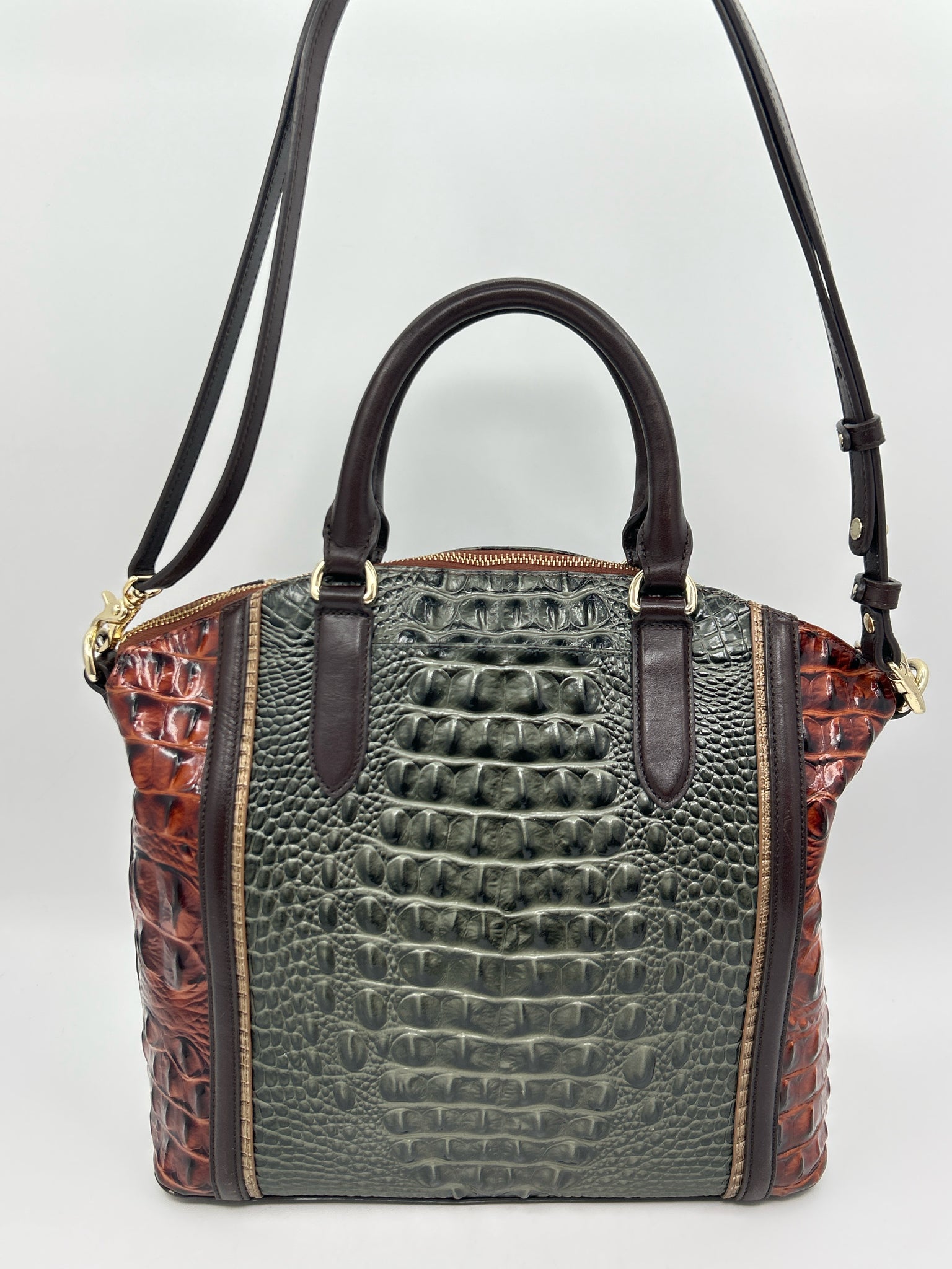 BRAHMIN Pecan and Green Women Purse