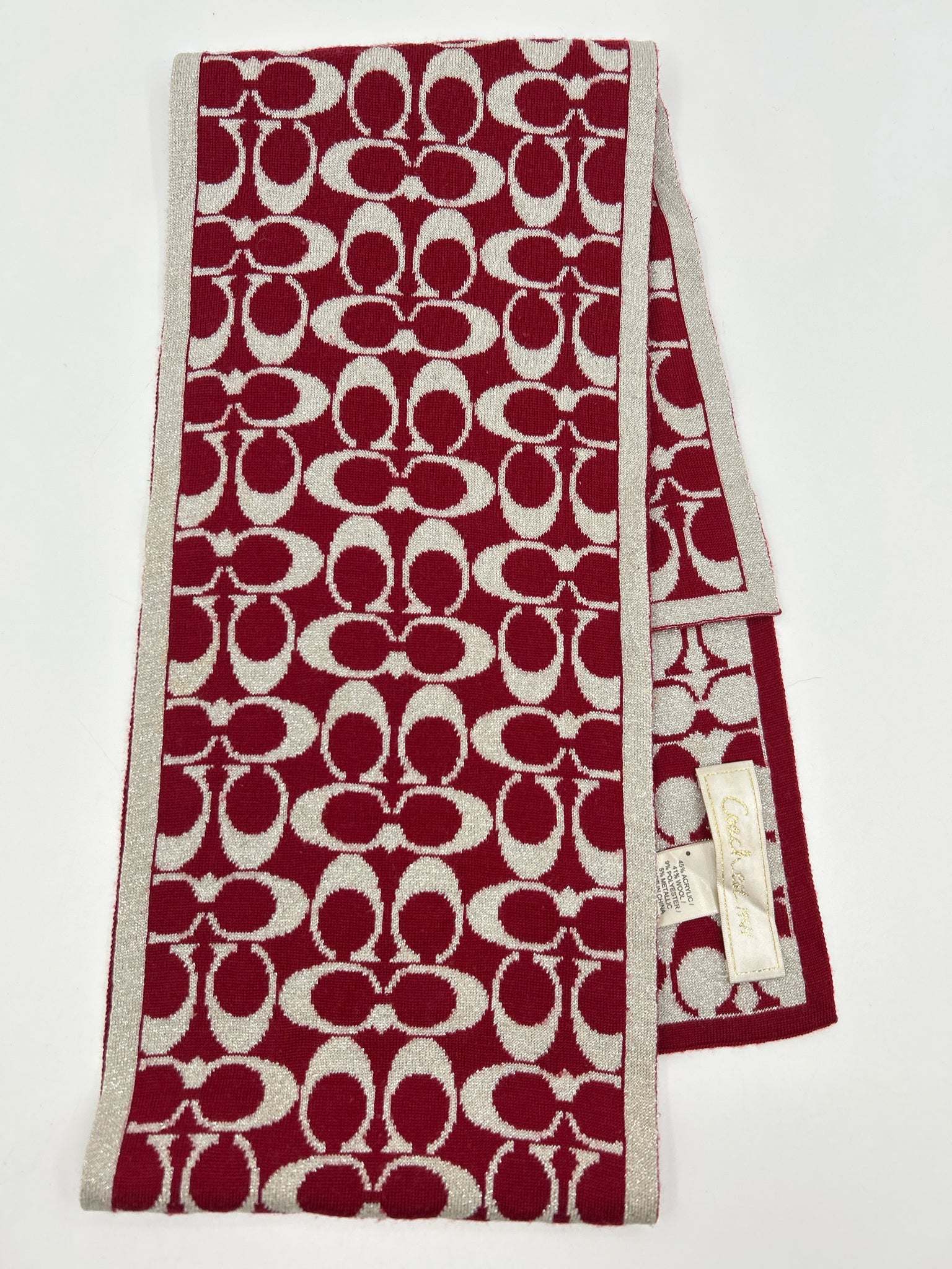 COACH SILVER AND RED Women Scarf