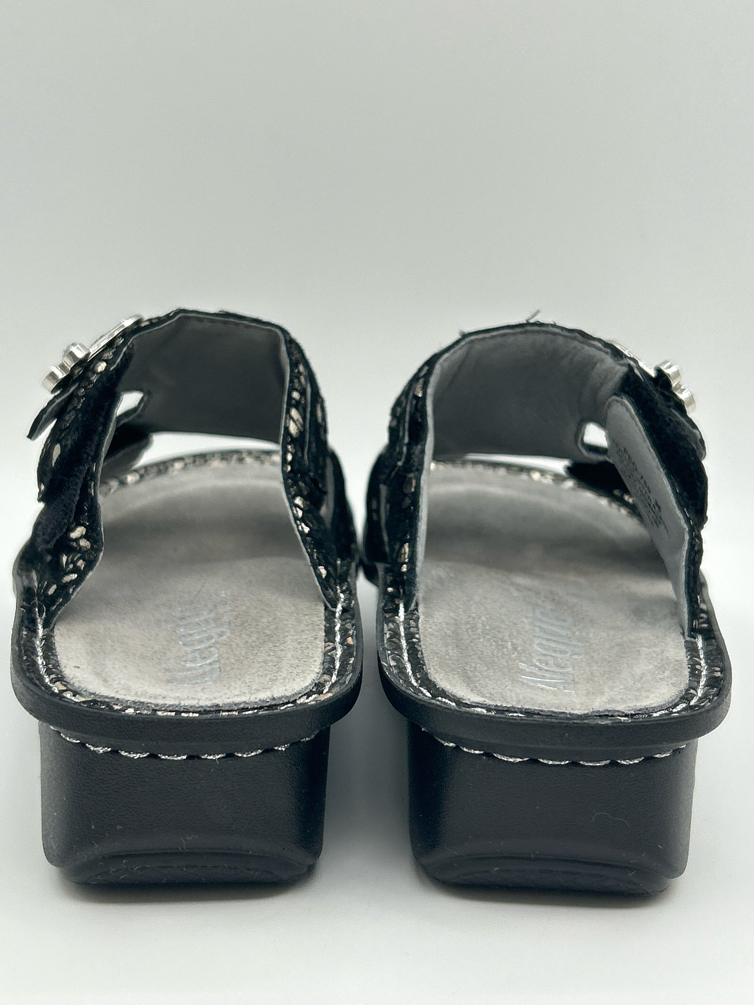 ALEGRIA Size 36 Black and Silver Women Sandal