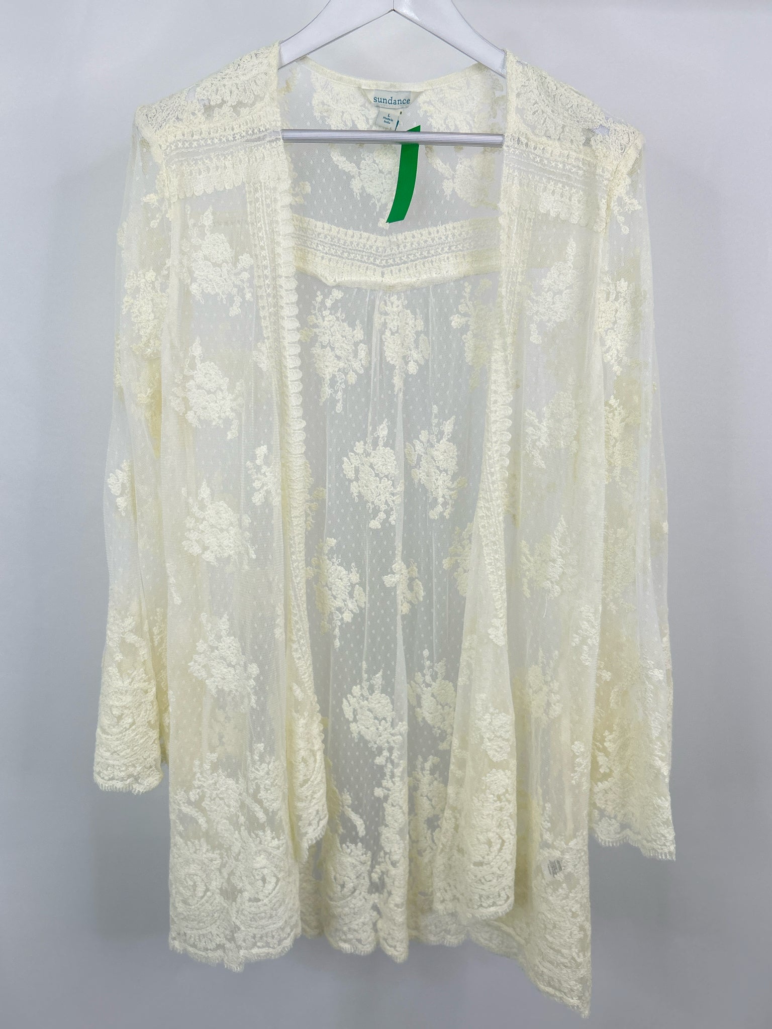 SUNDANCE Size L White Lace Women Kimono