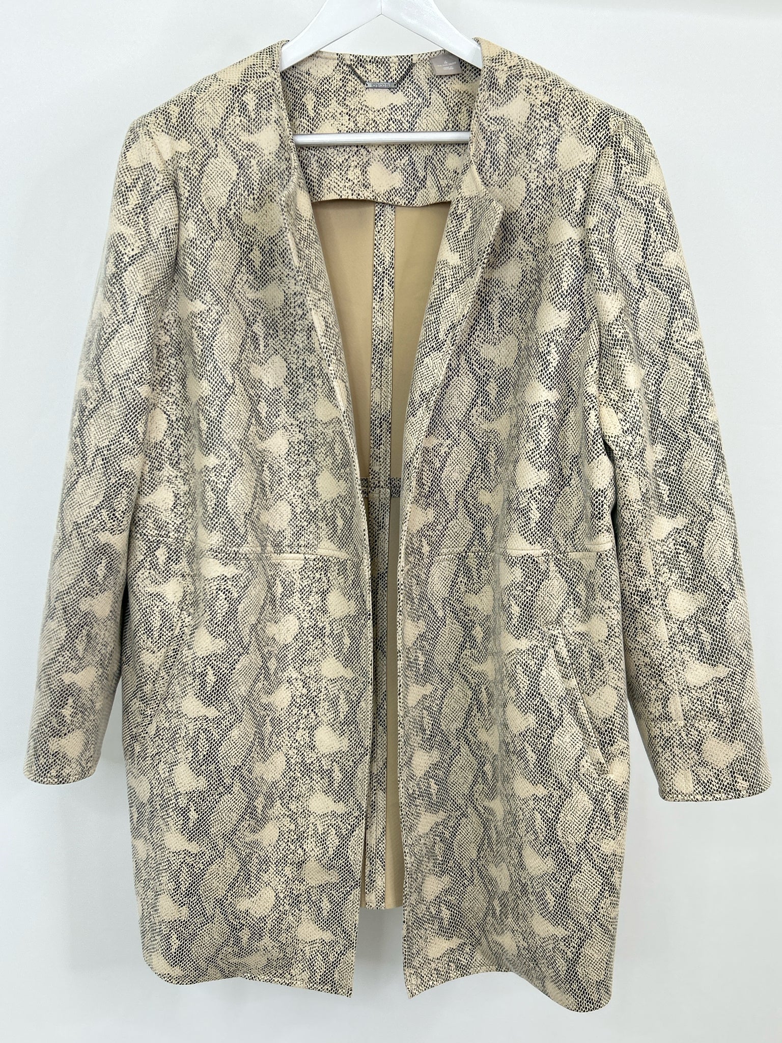 CHICO'S Size 20/22 BEIGE AND BLACK Women Jacket