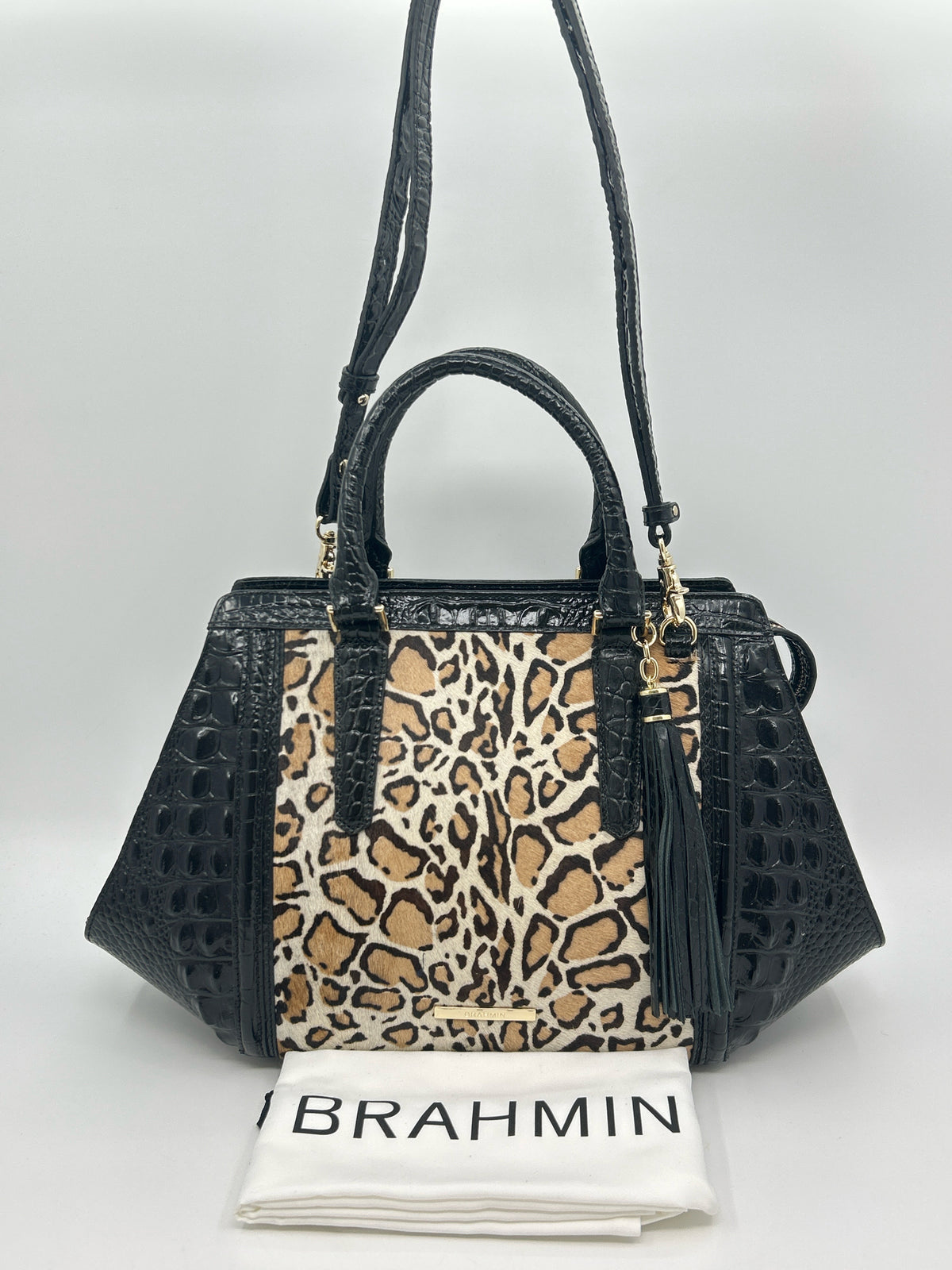 BRAHMIN Black & Beige Women Purse