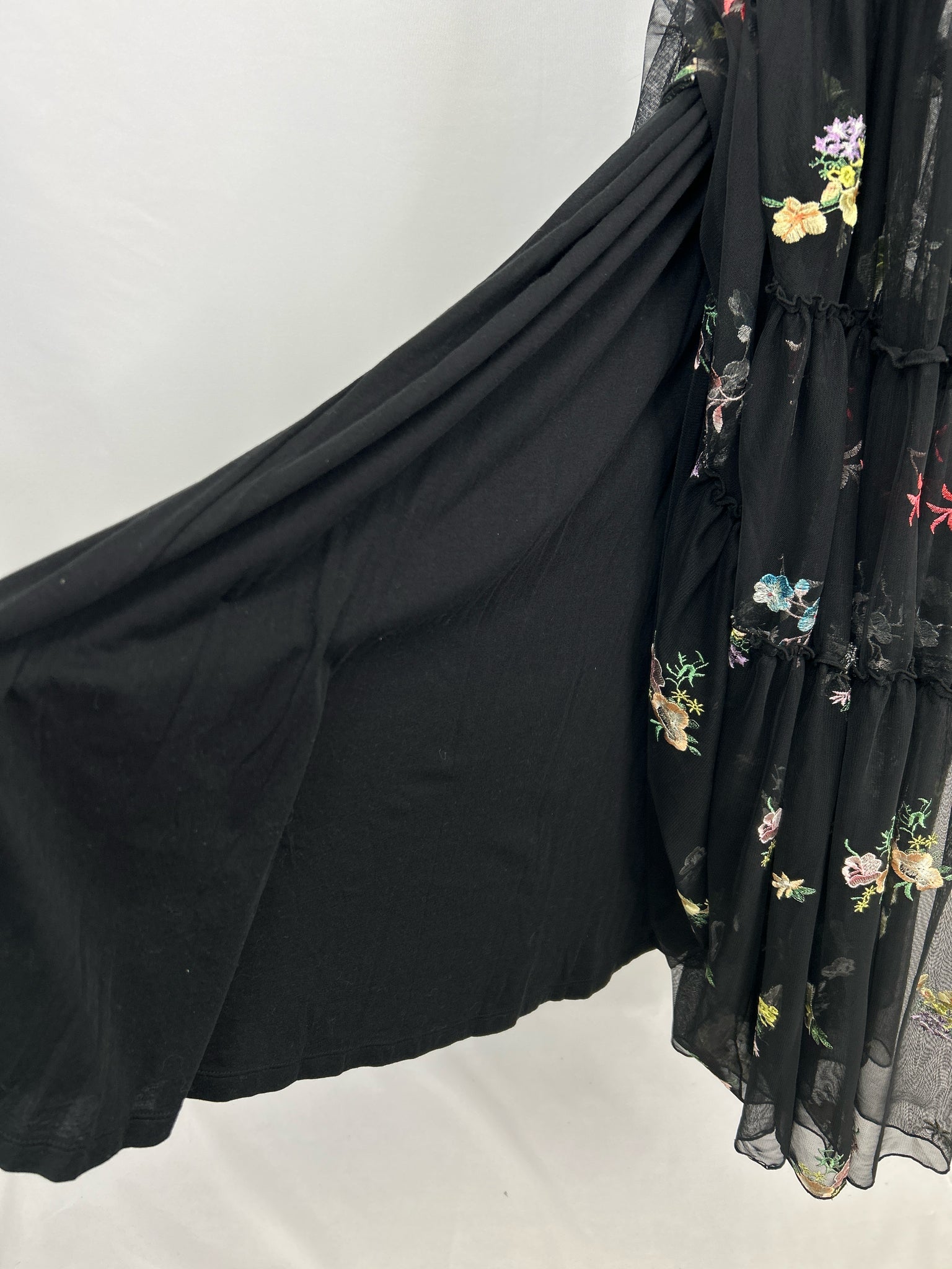JOHNNY WAS Size XS Black Floral Women 2-Piece w/dress