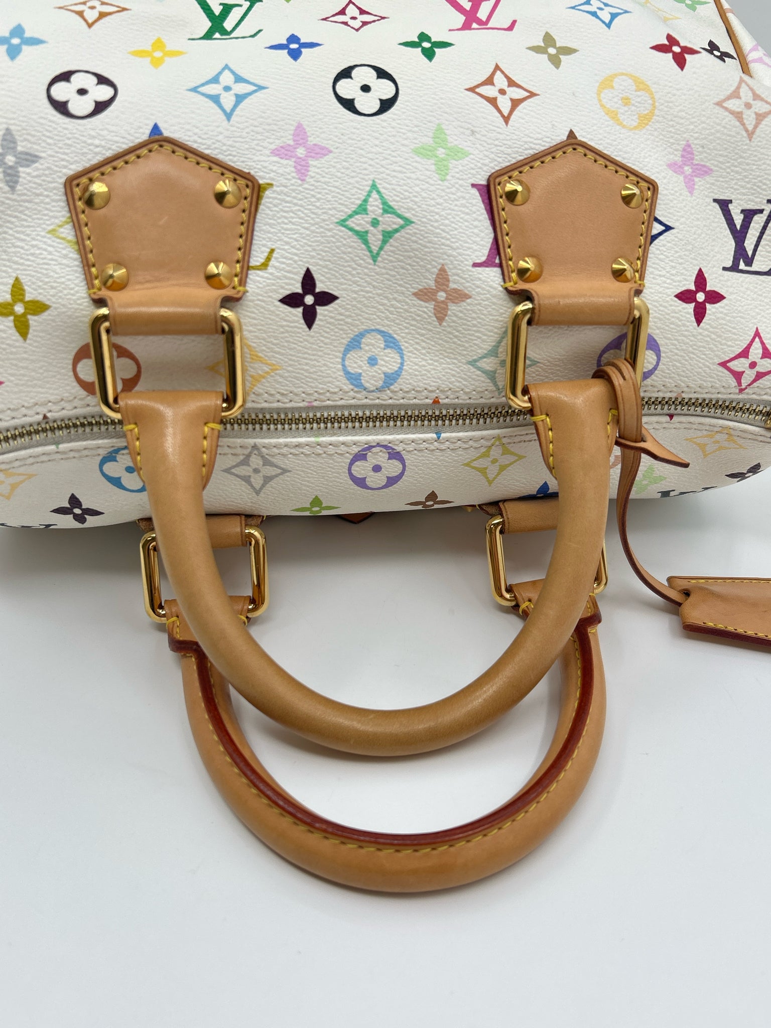 LOUIS VUITTON White Monogram Speedy Women Purse