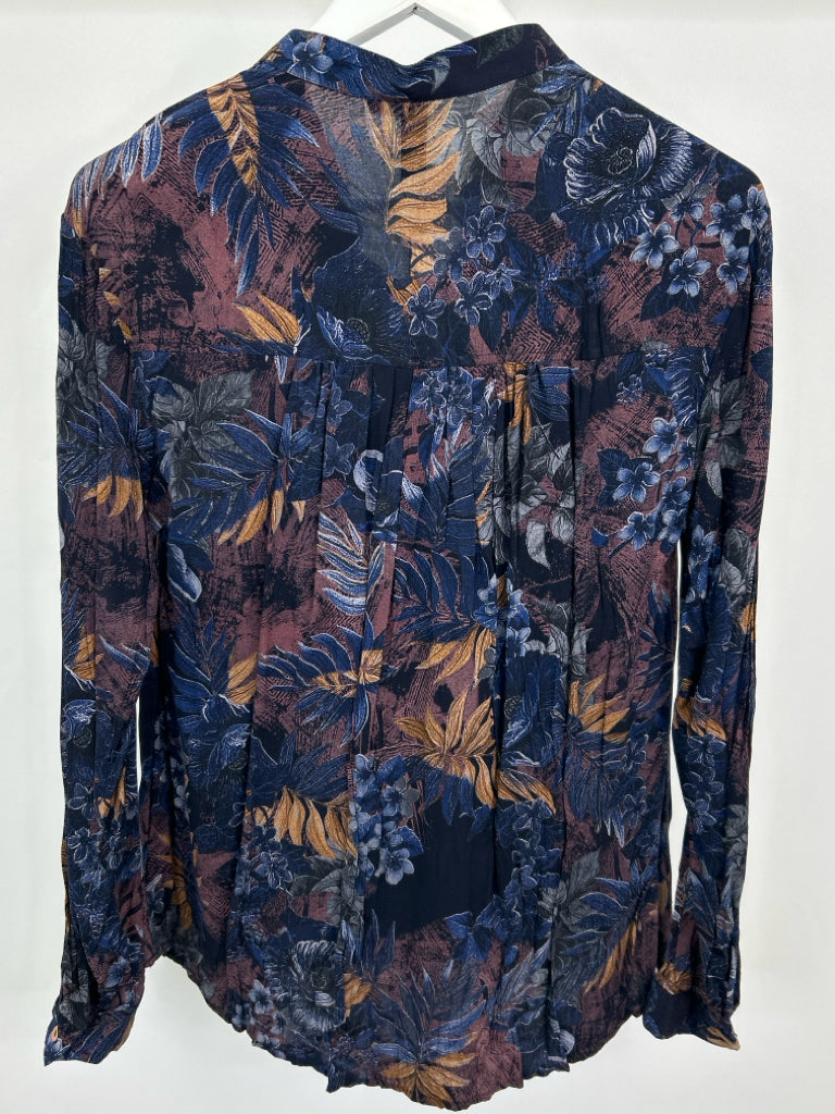 ETHYL Women Size M Navy Print Top