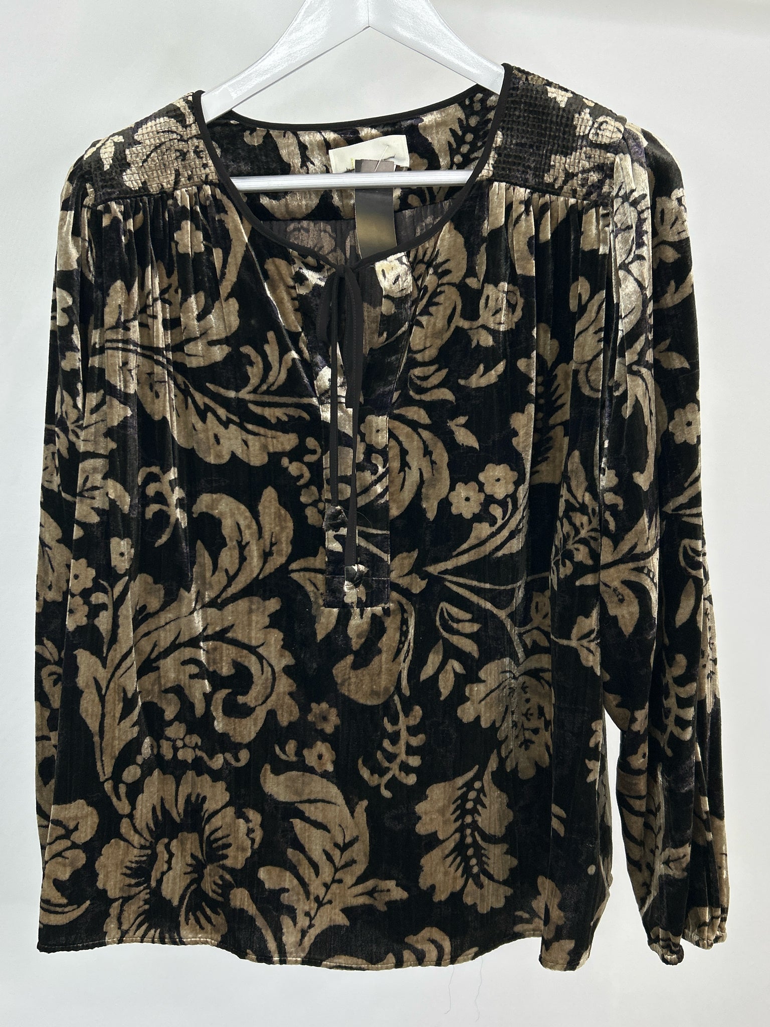 ANTHROPOLOGIE Size L BLACK AND BEIGE Women Blouse