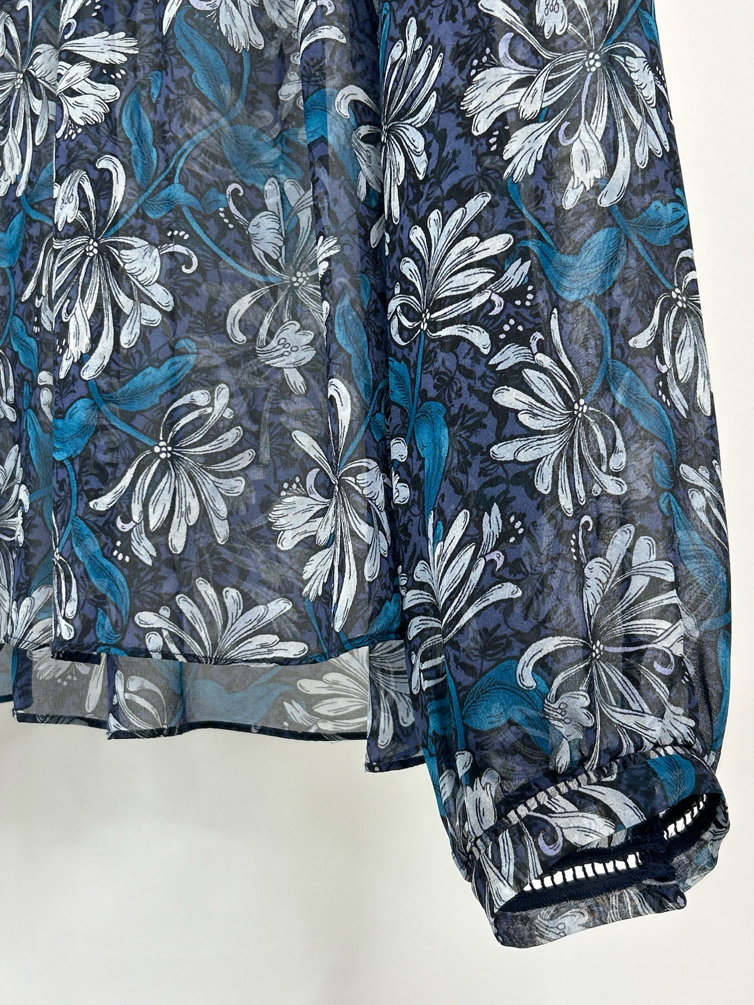 REBECCA TAYLOR Size 2 Blue Print Women's Top