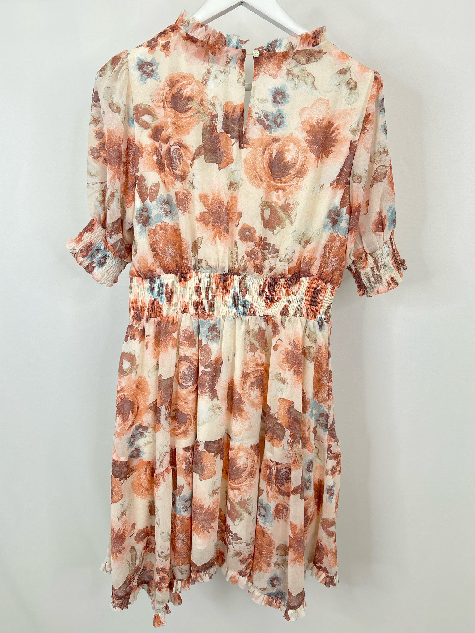MYSTREE Size L ORANGE FLORAL Women Dress