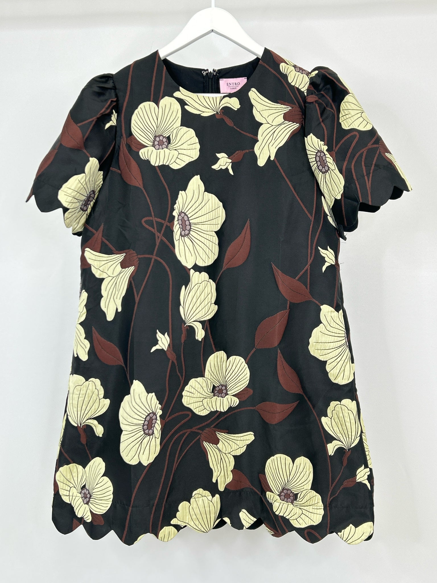 ENTRO Size L Brown Print Women Dress
