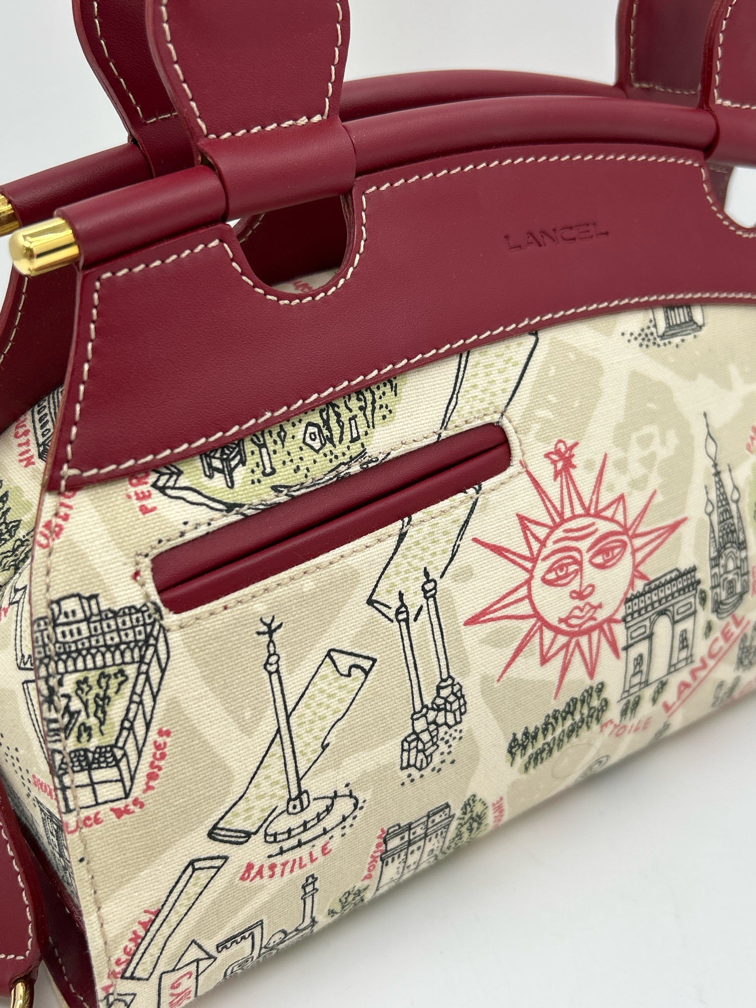 LANCEL beige and red Women Purse