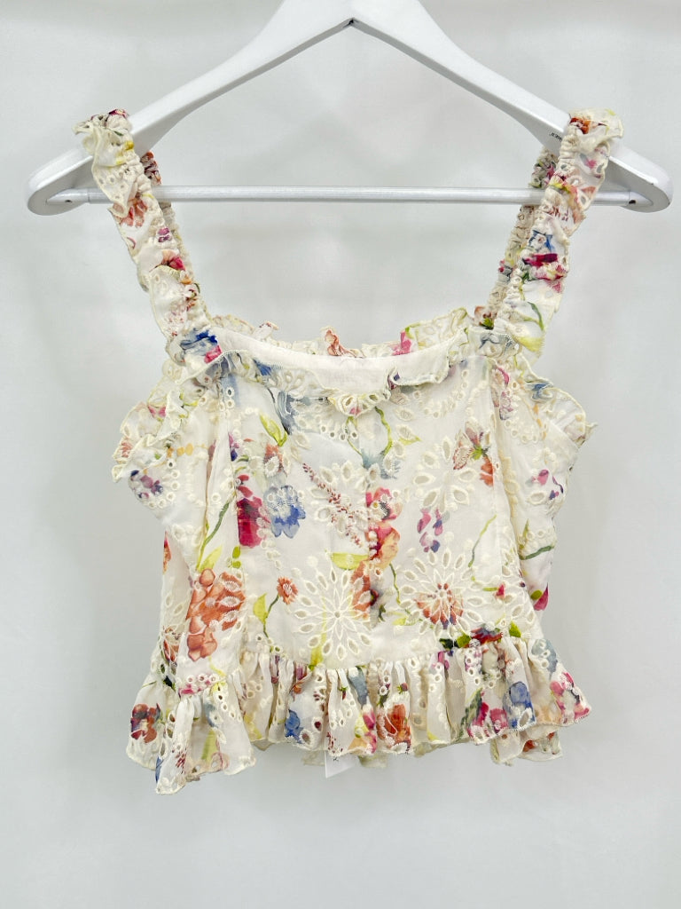 WILLA STORY Women Size S IVORY FLORAL Top