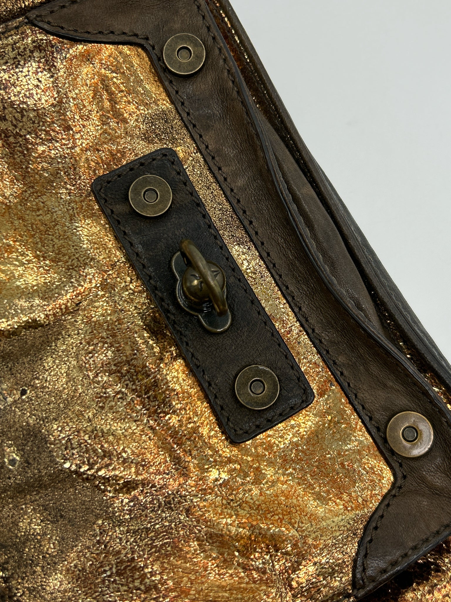 FRYE Gold and Brown Women Purse