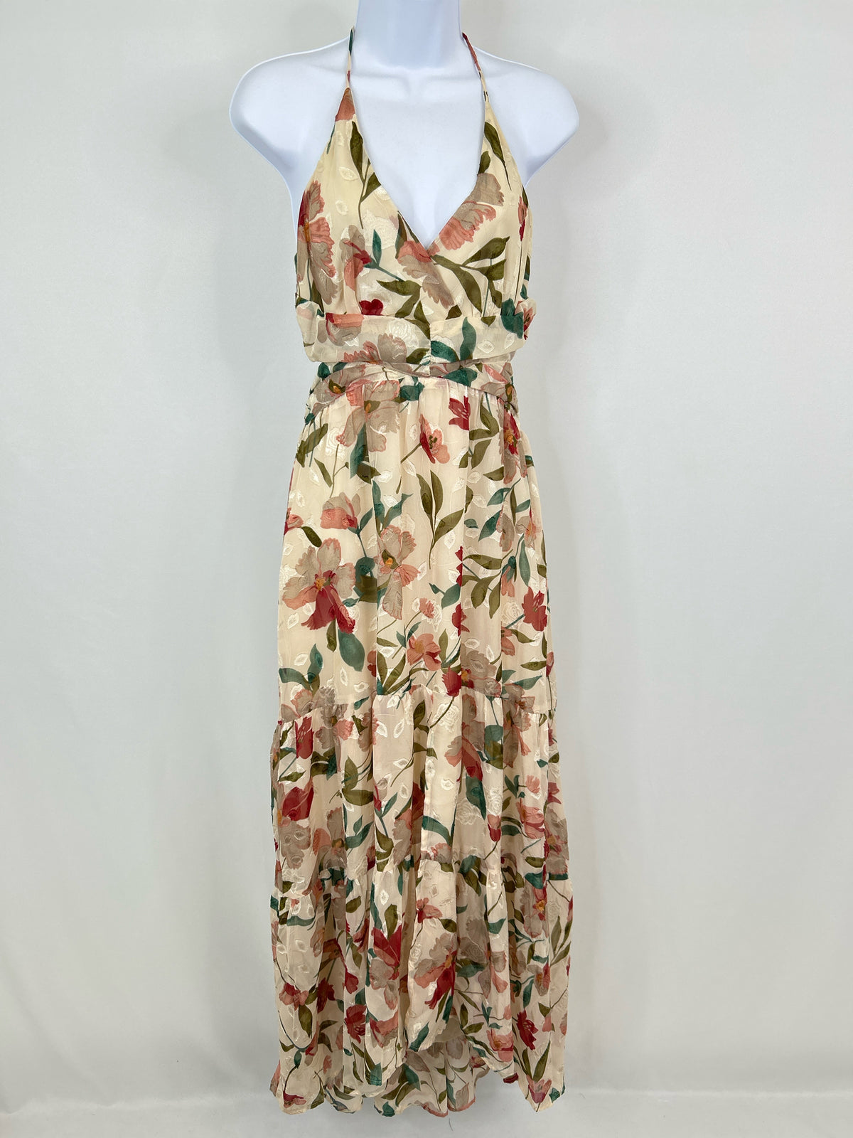 ASTR THE LABEL Size L Cream floral print Women Dress