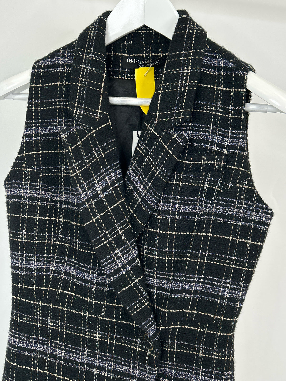 CENTRAL PARK WEST Size S Black Plaid Women Vest