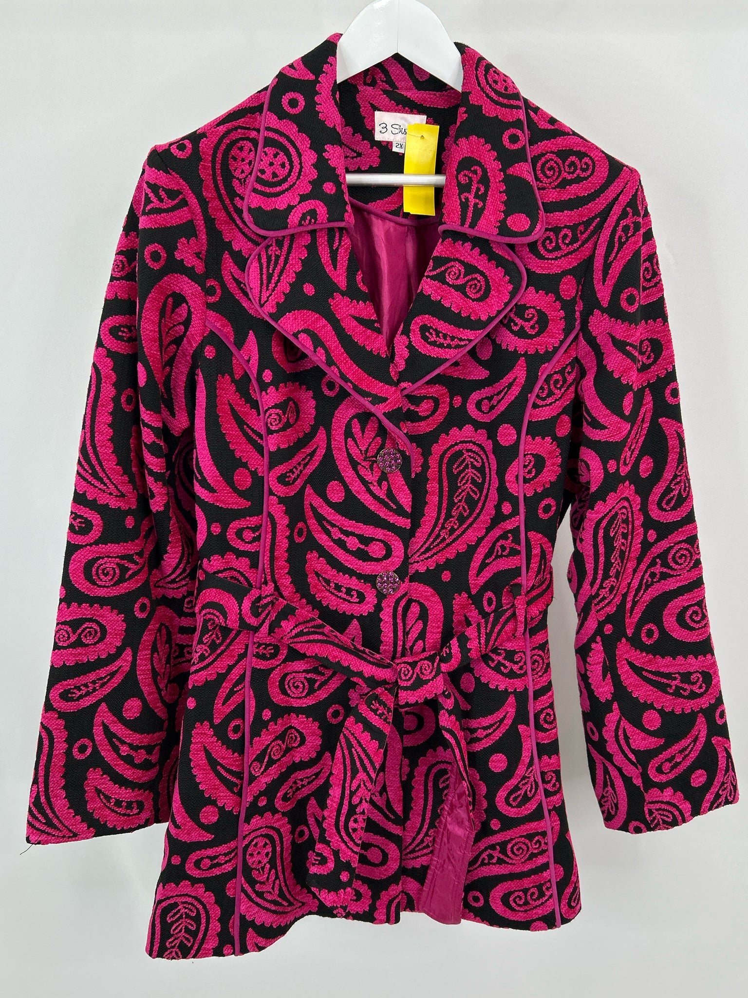 3 SISTERS Size 2X Fuschia Print Women Coat