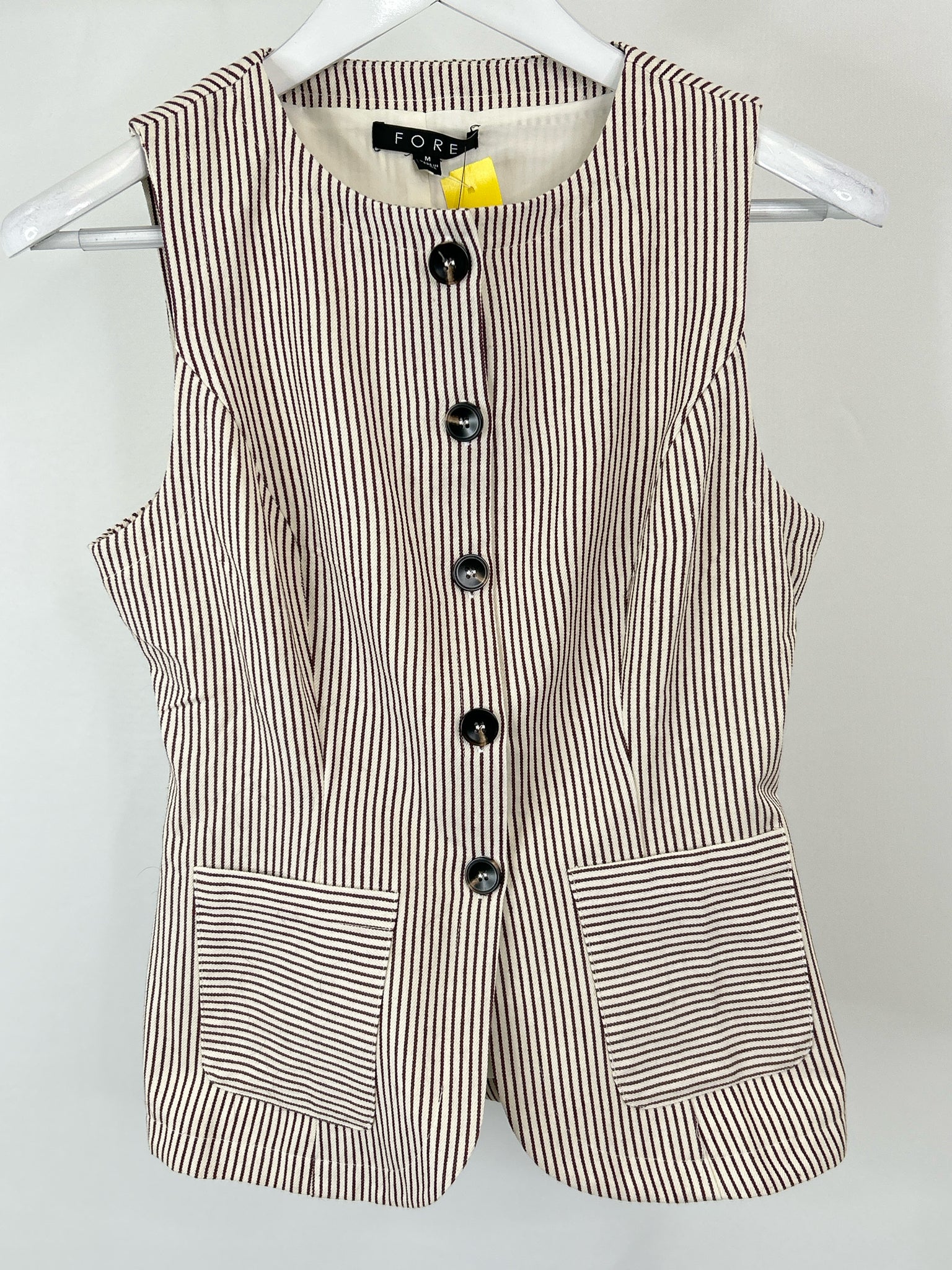 FORE Size M Brown Stripes Women Vest NWOT