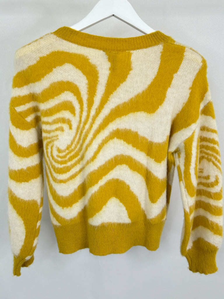 ETHYL Women Size M Yellow and White Sweater