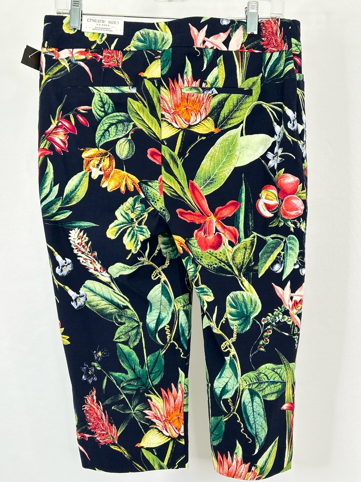 CHICO'S Size 8 Navy Print Women Pants