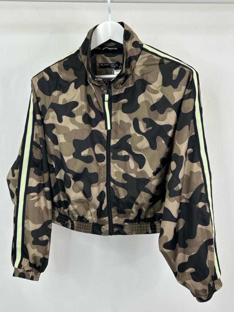 BLANC NOIR Women Size L Black Print Camo Jacket