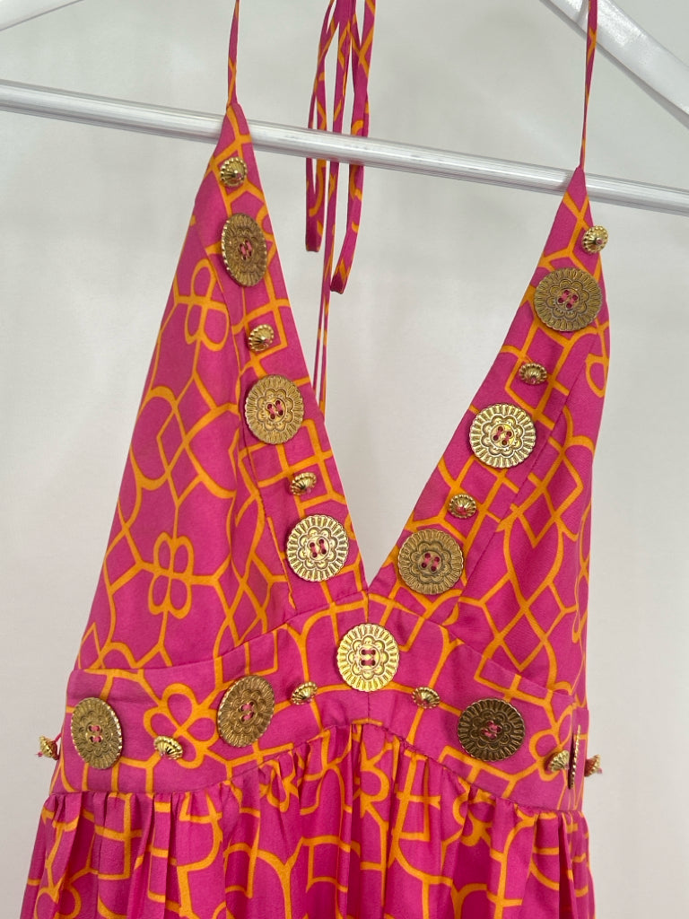 MILLY Size 8 Women's Pink and Orange Dress