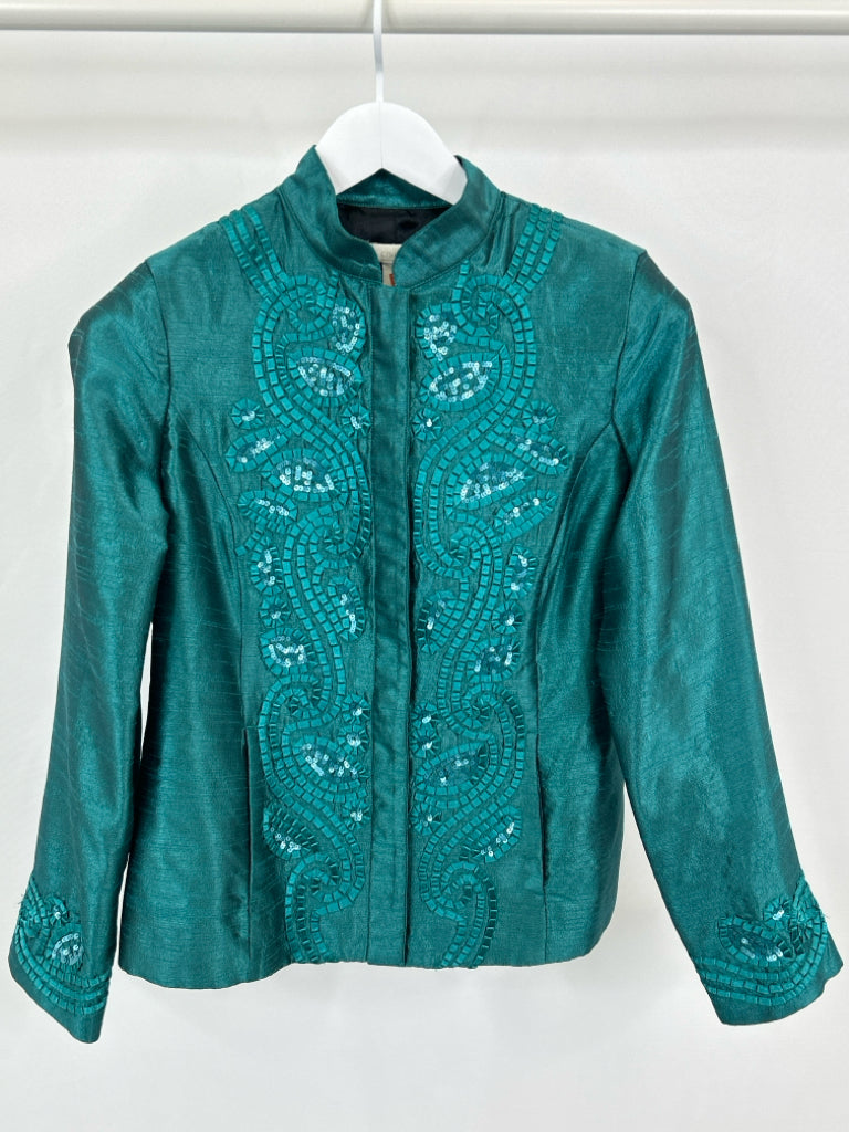 CHICO'S Women Size 4 Teal Green Jacket