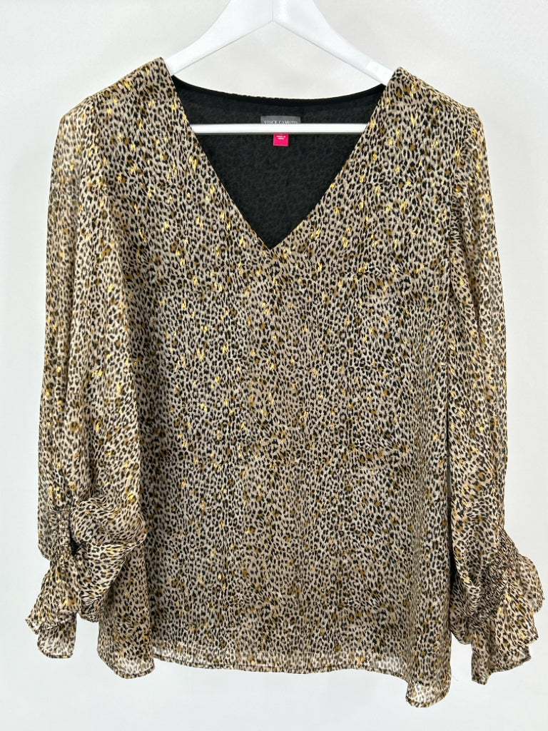 VINCE CAMUTO Women Size XL BLACK AND BEIGE Blouse