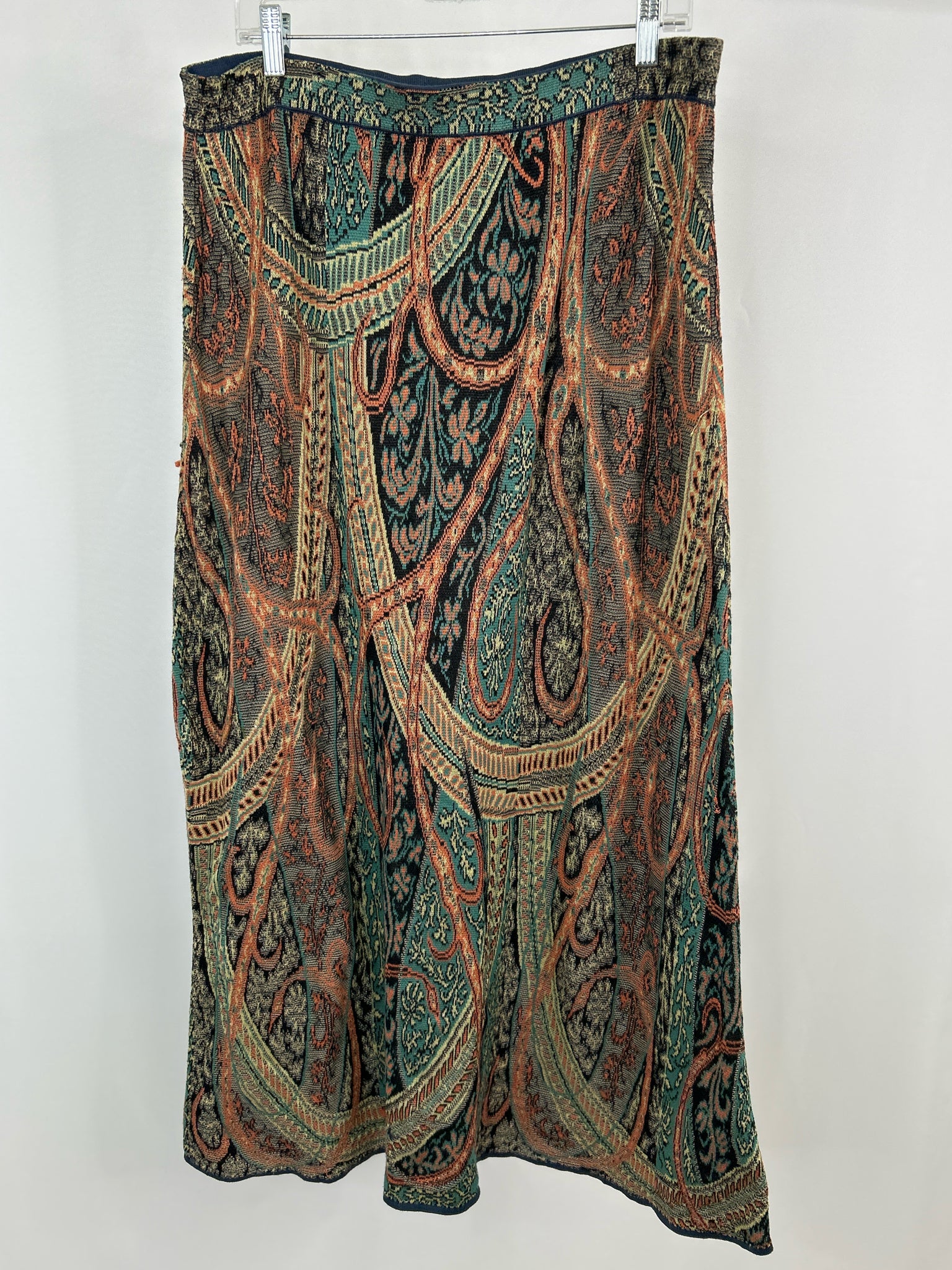 PERUVIAN CONNECTION Size L Teal and Orange Women Skirt