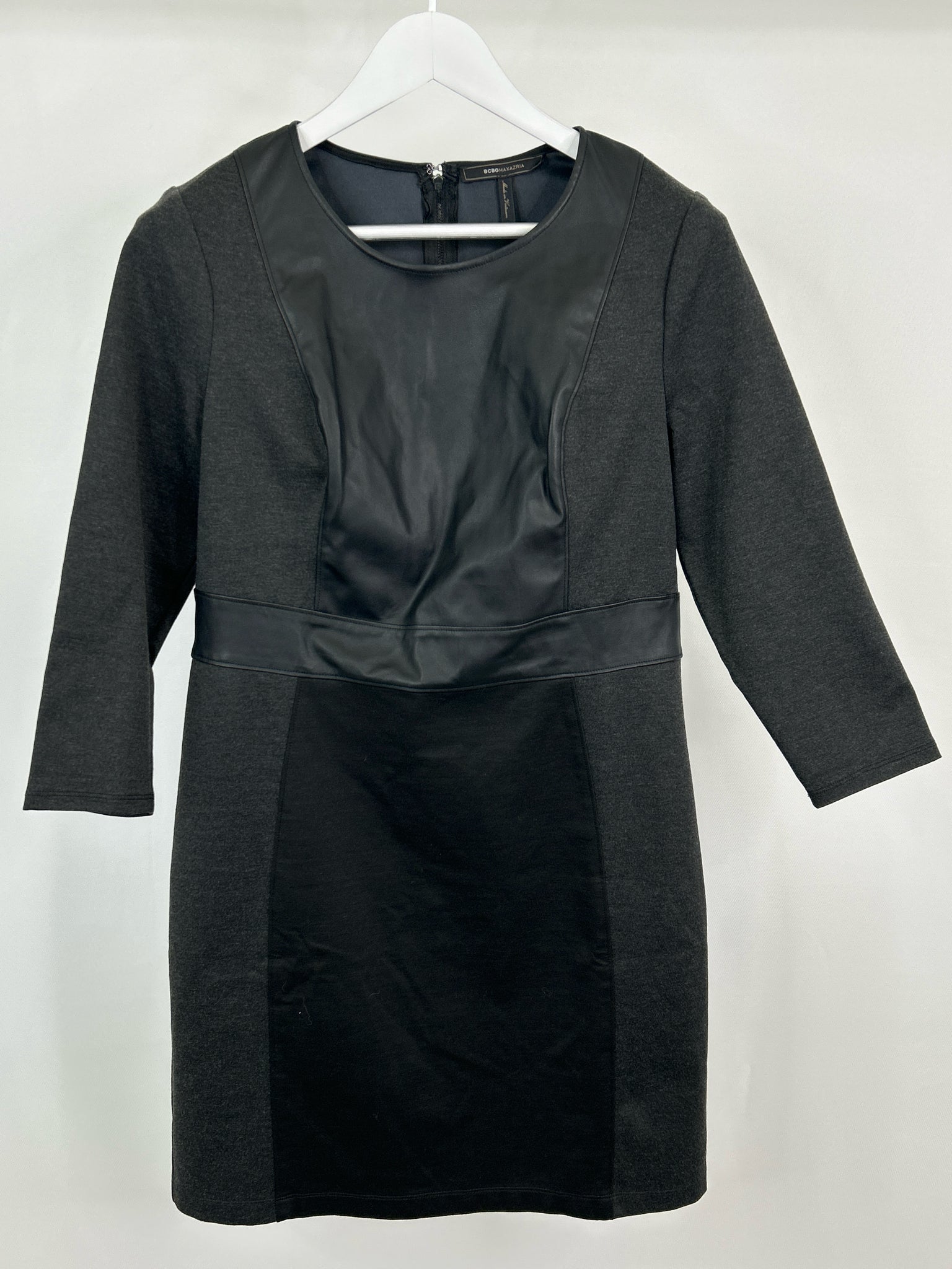 BCBGMAXAZRIA Size L GRAY AND BLACK Women Dress