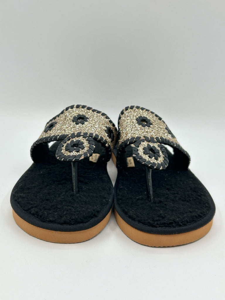 JACK ROGERS Size 9M BLACK AND GOLD Women's Shoes