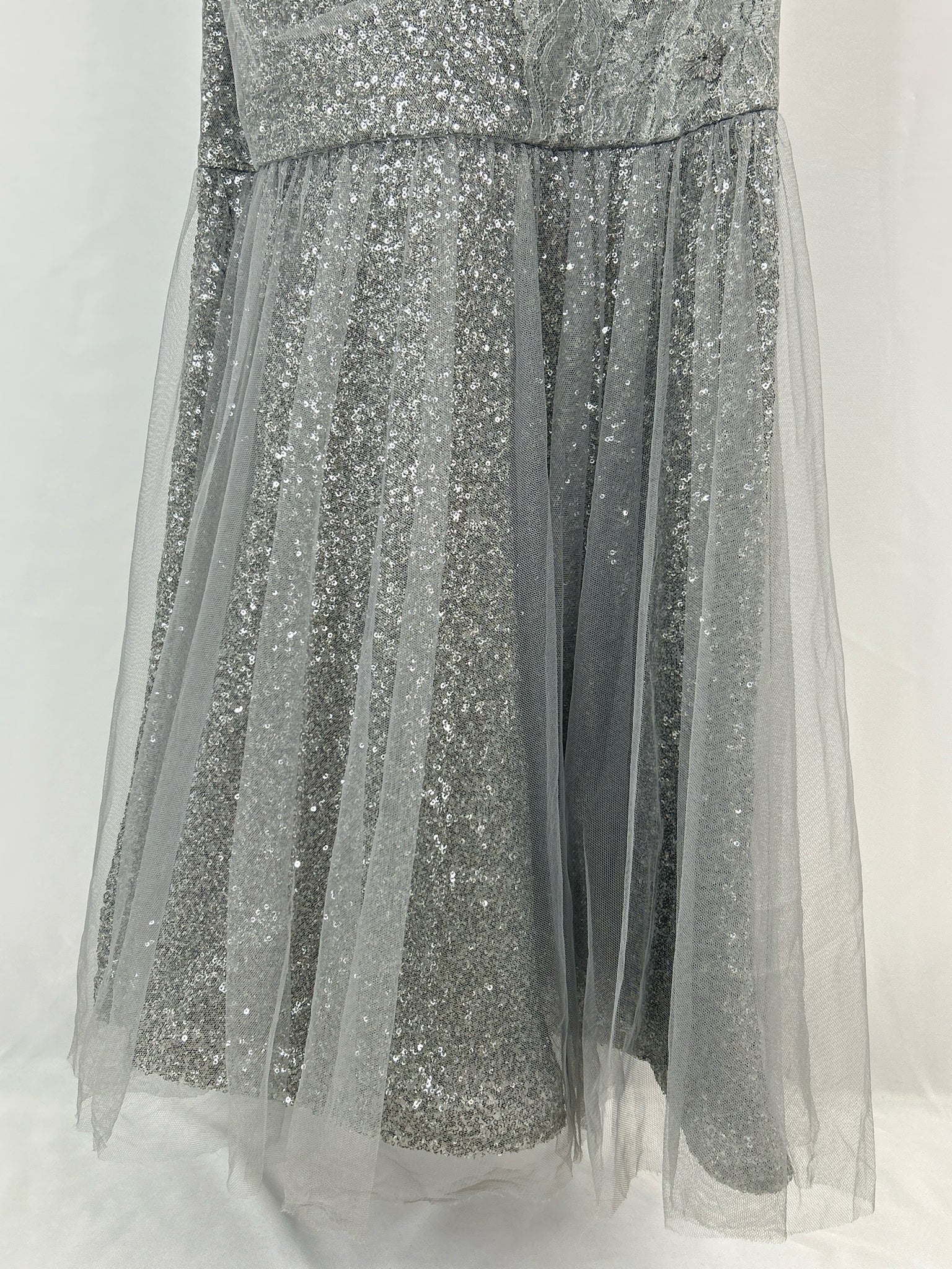 TERI JON Size 8 Grey Women Gown Dress