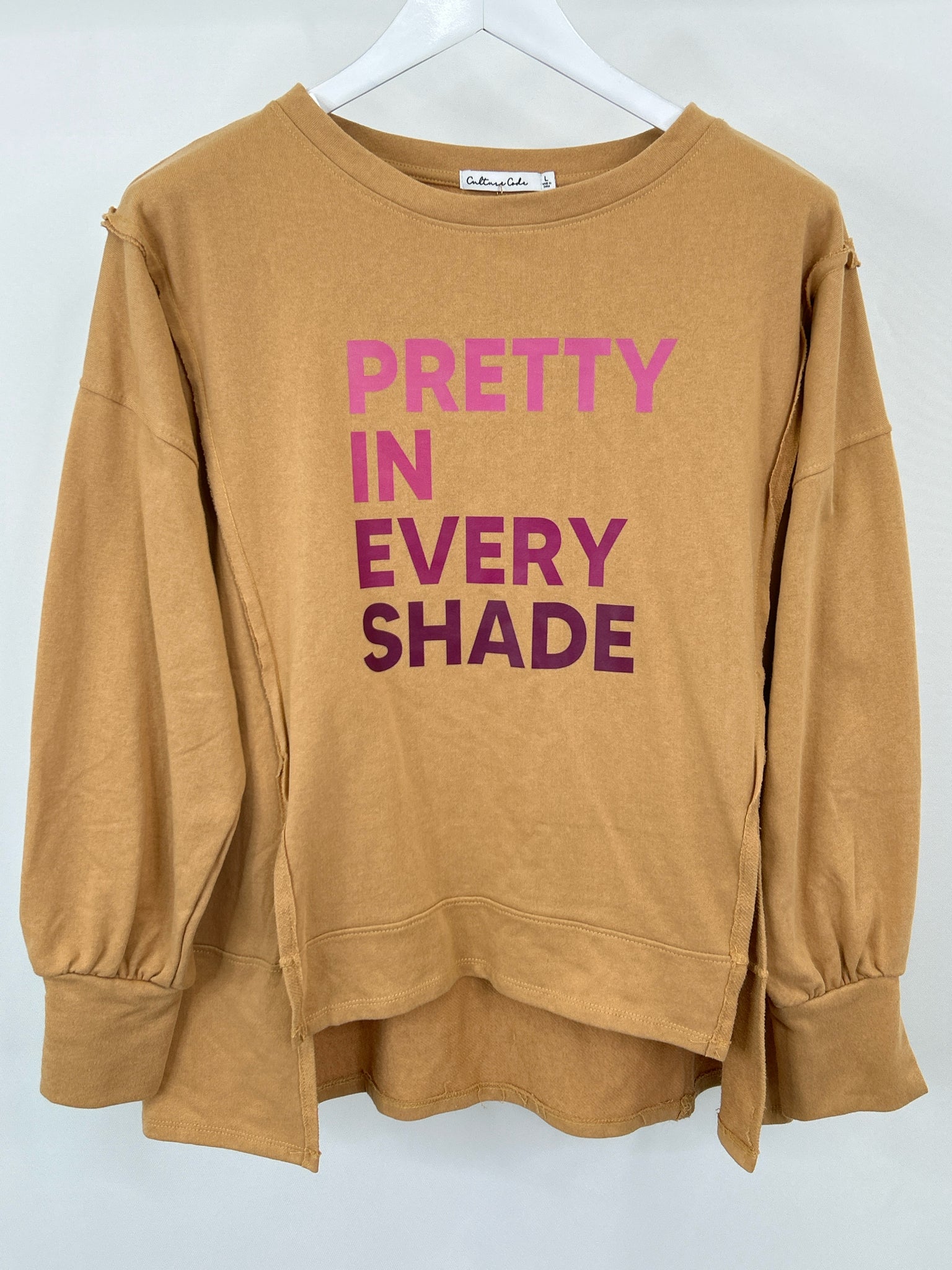 Culture Code Size L Tan and Pink Women Pullover