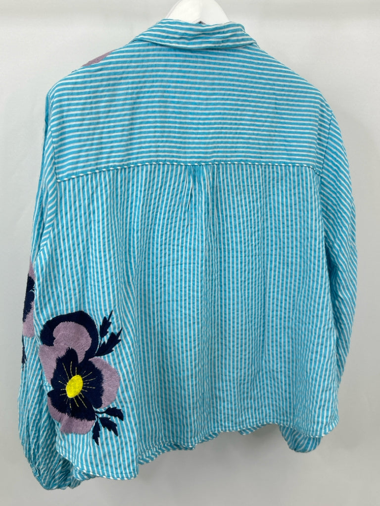 MAEVE Women Size 2X Blue Striped Blouse NWT