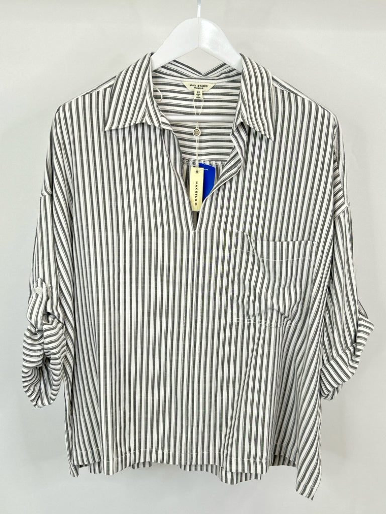 MAX STUDIO Size 2X GRAY STRIPED Women's Top