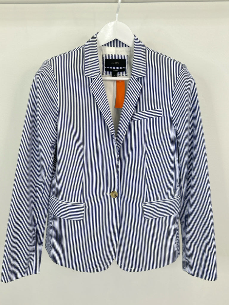 J CREW Size 10 Blue Striped Women's Blazer