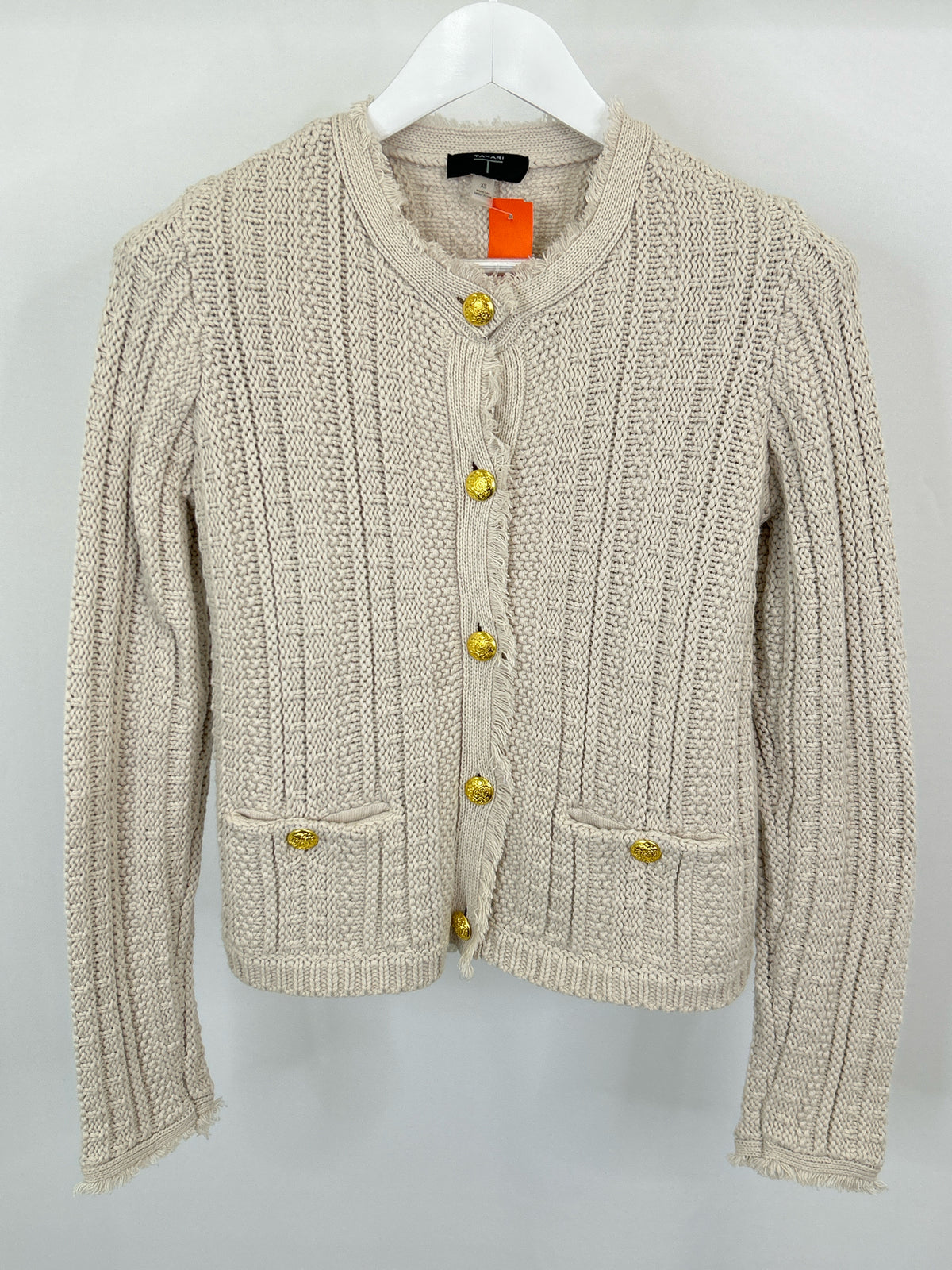 TAHARI Size XS Cream Women Cardigan